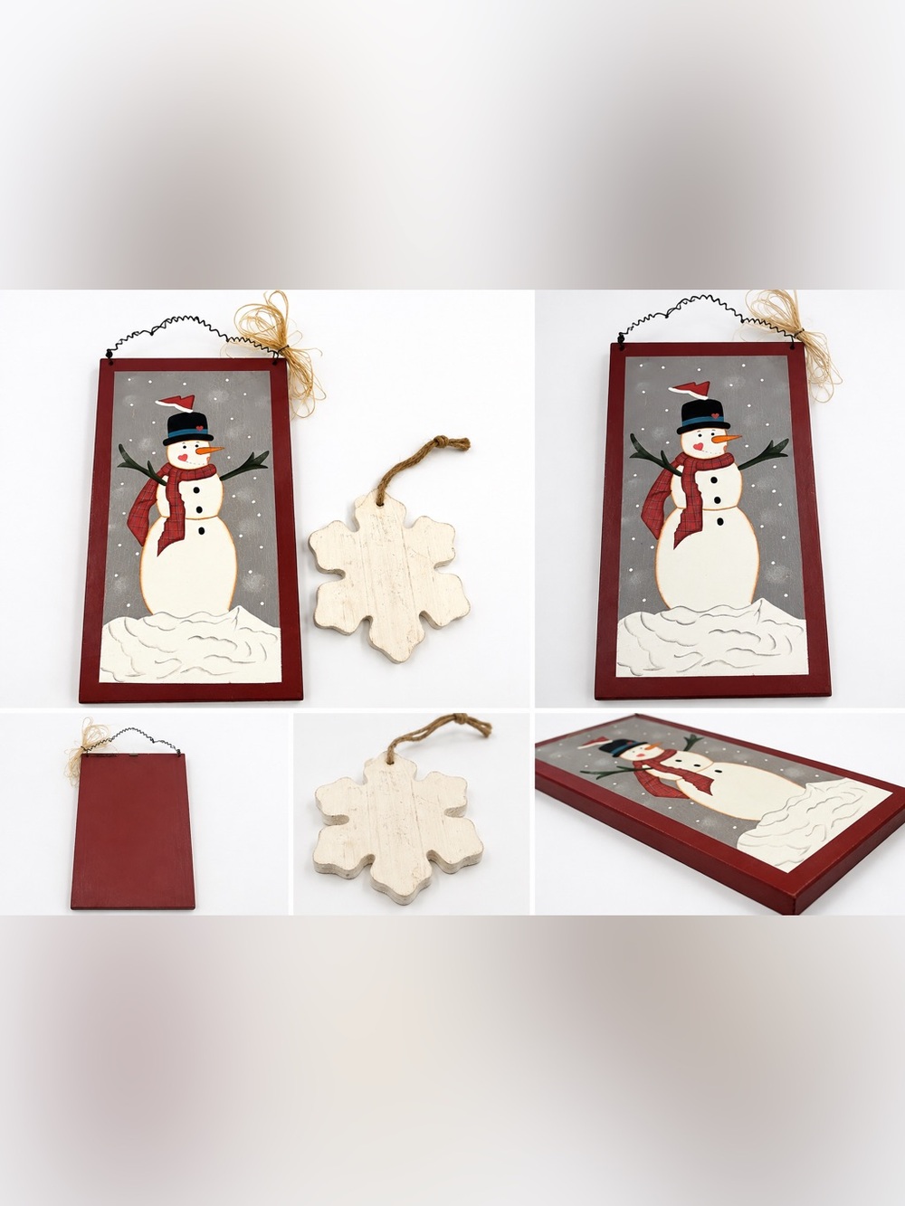 🎄 Rustic Christmas Snowman Décor Set 🎄